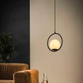 Lampa Wisząca Czarna Kula Mleczna Abruzzo Rossi E27 10.webp