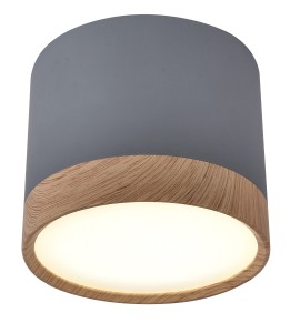 TUBA LAMPA SUFITOWA 9W LED 8,8/7,5 DREWNIANY+SZARY 4000K