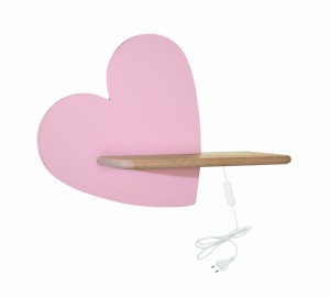HEART LAMPA KINKIET 5W LED IQ KIDS Z PRZEWODEM Z WŁ. I WTYCZKĄ RÓŻOWY