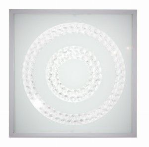 LUX LAMPA SUFITOWA PLAFON 29X29 16W LED 6500K SATYNA PODWÓJNY RING