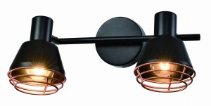 Neria lampa sufitowa listwa czarny 2x40w e14 klosz miedziany