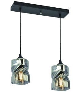 Felis lampa wisząca czarny 2x60w e27 klosz dymiony