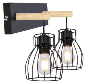 BERNITA LAMPA KINKIET 2X60W E27 CZARNY