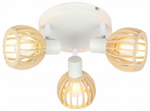 ATARRI LAMPA SUFITOWA PLAFON 3X25W E14 BIAŁY+DREWNO