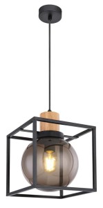 Retro 2 lampa wisząca czarny 1x40w e27 klosz dymiony