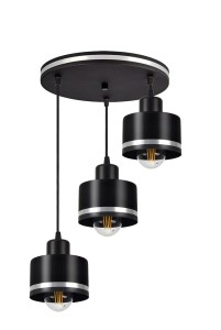 Wama lampa wisząca czarny 3x40w e27 klosz czarny+srebrny
