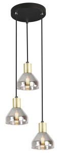 LAMPA WISZĄCA GREGORY TALERZ CZARNY BRĄZ 3X40W E14 KLOSZ DYMIONY