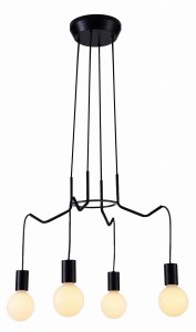 BASSO LAMPA WISZĄCA 4X40W E27 CZARNY MATOWY