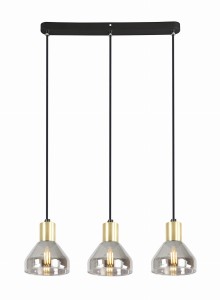 LAMPA WISZĄCA GREGORY CZARNY BRĄZ 3X40W E14 KLOSZ DYMIONY