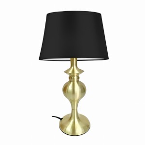 Prima gold lampa gabinetowa złoty satynowy 1x60w e27 abażur czarny
