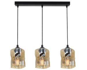 Felis lampa wisząca czarny 3x60w e27 klosz bursztynowy