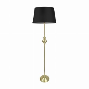 Prima gold lampa podłogowa złoty satynowy 1x60w e27 abażur czarny
