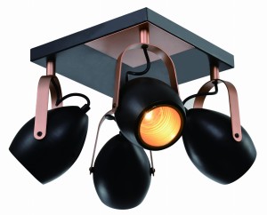 Anica lampa sufitowa plafon czarny 4x40w e14 odbłyśnik złoty
