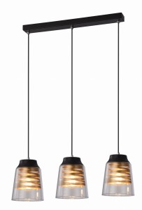 FRESNO LAMPA WISZĄCA CZARNY 3X60W E27 KLOSZ BEZBARWNY