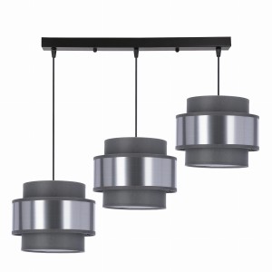 Hare lampa wisząca chromowy 3x60w e27 abażur szary+srebrny