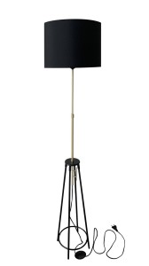 TEGOLA LAMPA PODŁOGOWA CZARNY+ZŁOTY MATOWY 1X60W E27 ABAŻUR CZARNY