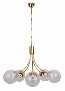 Dani lampa wisząca mosiądz 5x40w e14 klosz bezbarwny