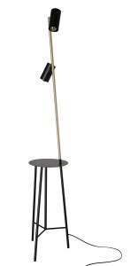 PERRET LAMPA PODŁOGOWA CZARNY+ZŁOTY MATOWY 2X15W GU10 KLOSZ CZARNY