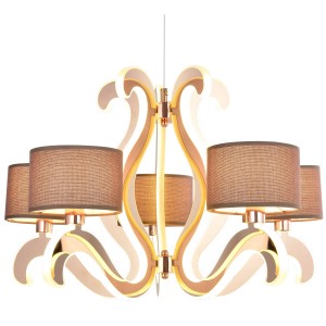 AMBROSIA 3 LAMPA WISZĄCA 5X40W E14 + 43,4W LED MIEDZIANY